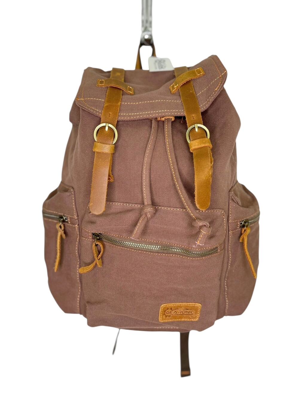 Gearonic Vintage Brown Canvas Leather Rucksack Hiking Travel Backpack NWT